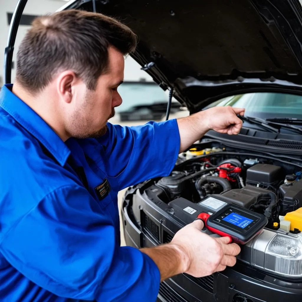 Mechanic Working on Car