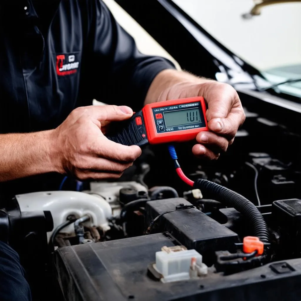 Mechanic Working on a Car