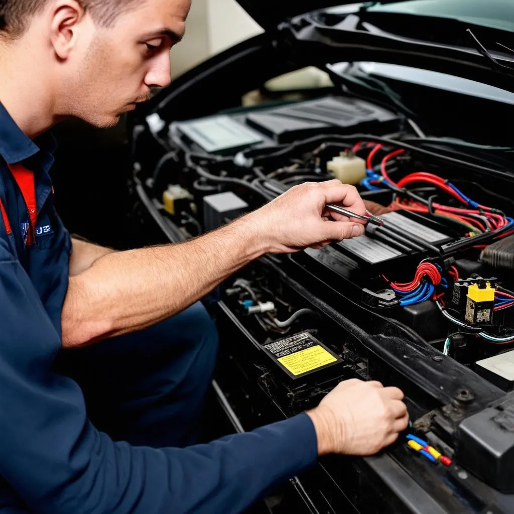 Mechanic Working on Car Computer