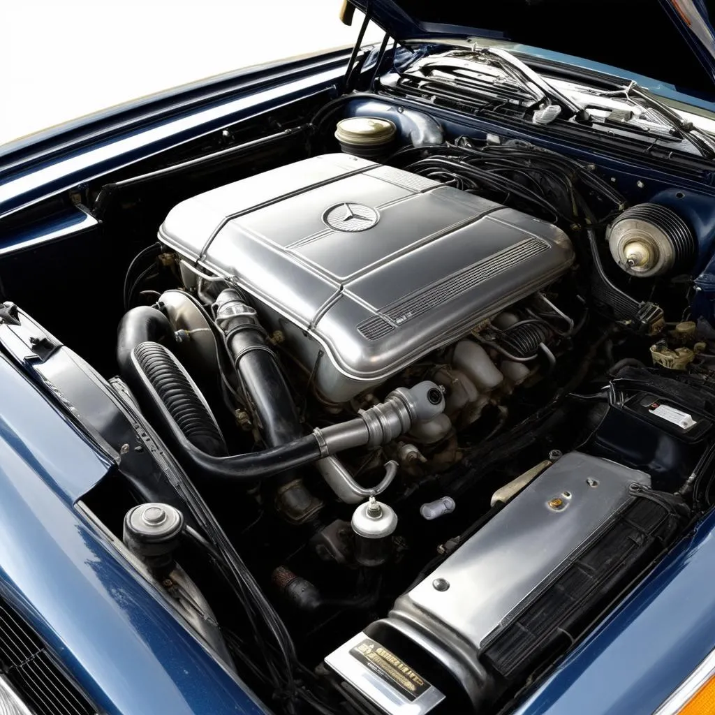 Engine Bay of a 1980 Mercedes-Benz 450SL