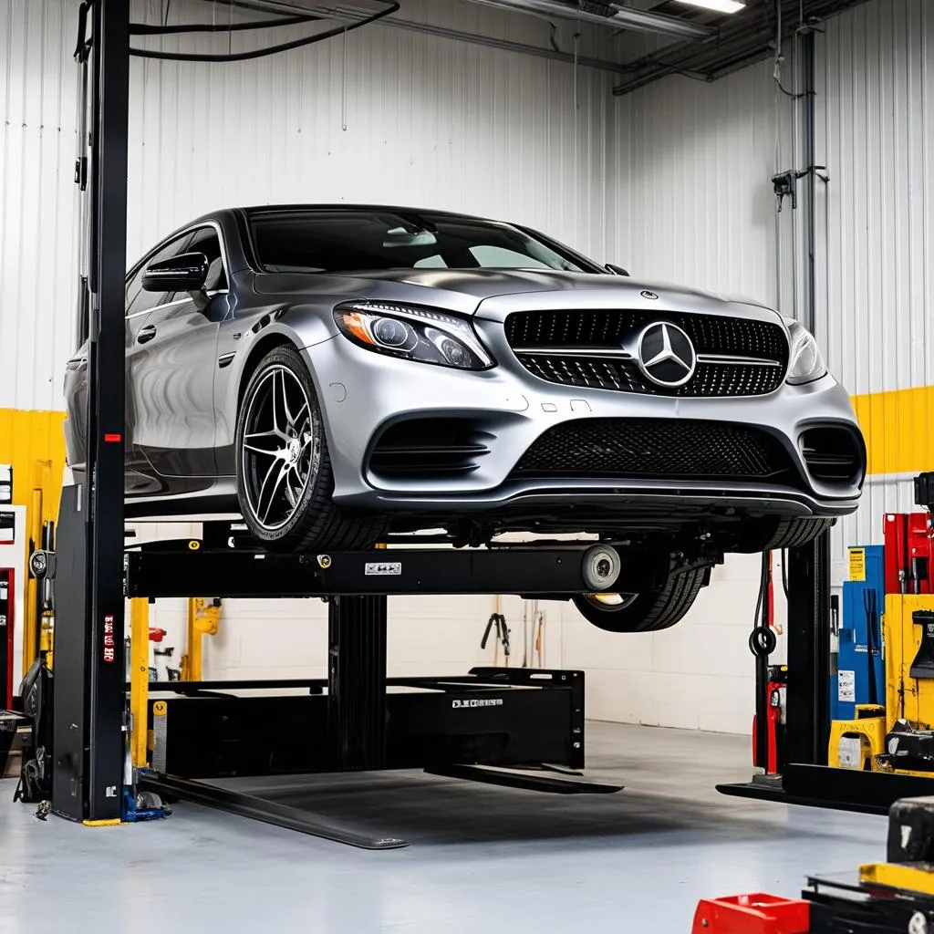 Mercedes-Benz Car on Lift