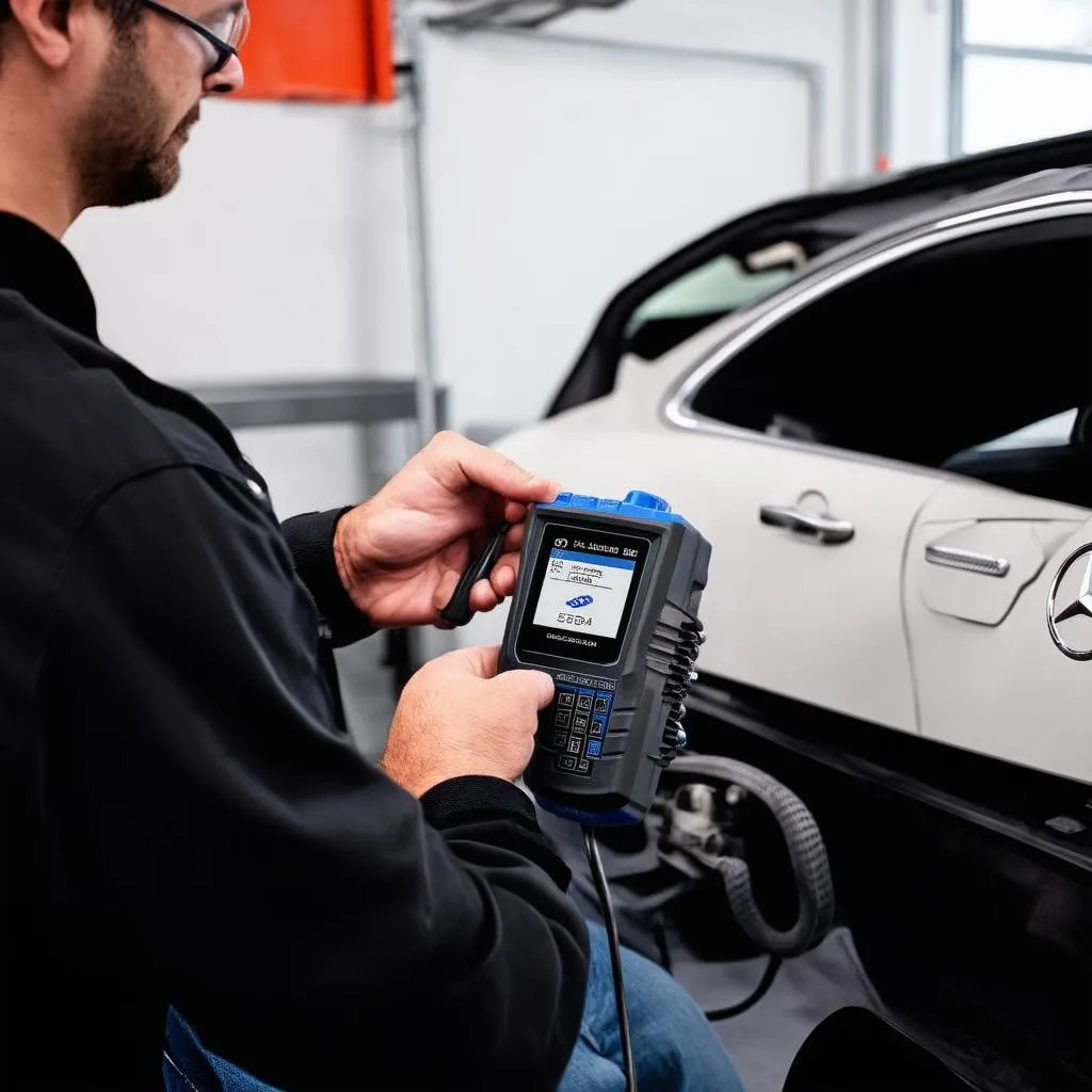 Mercedes-Benz Technician Updating Software