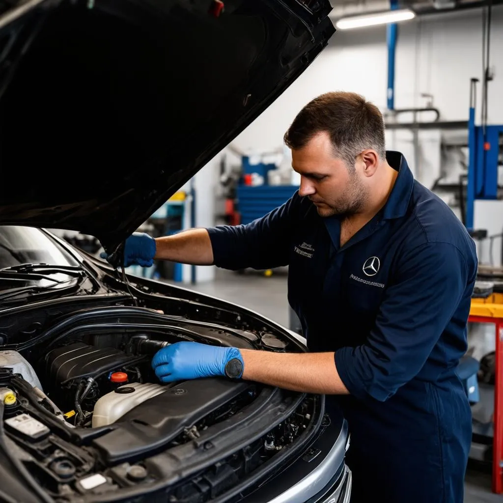 Mercedes Mechanic at Work