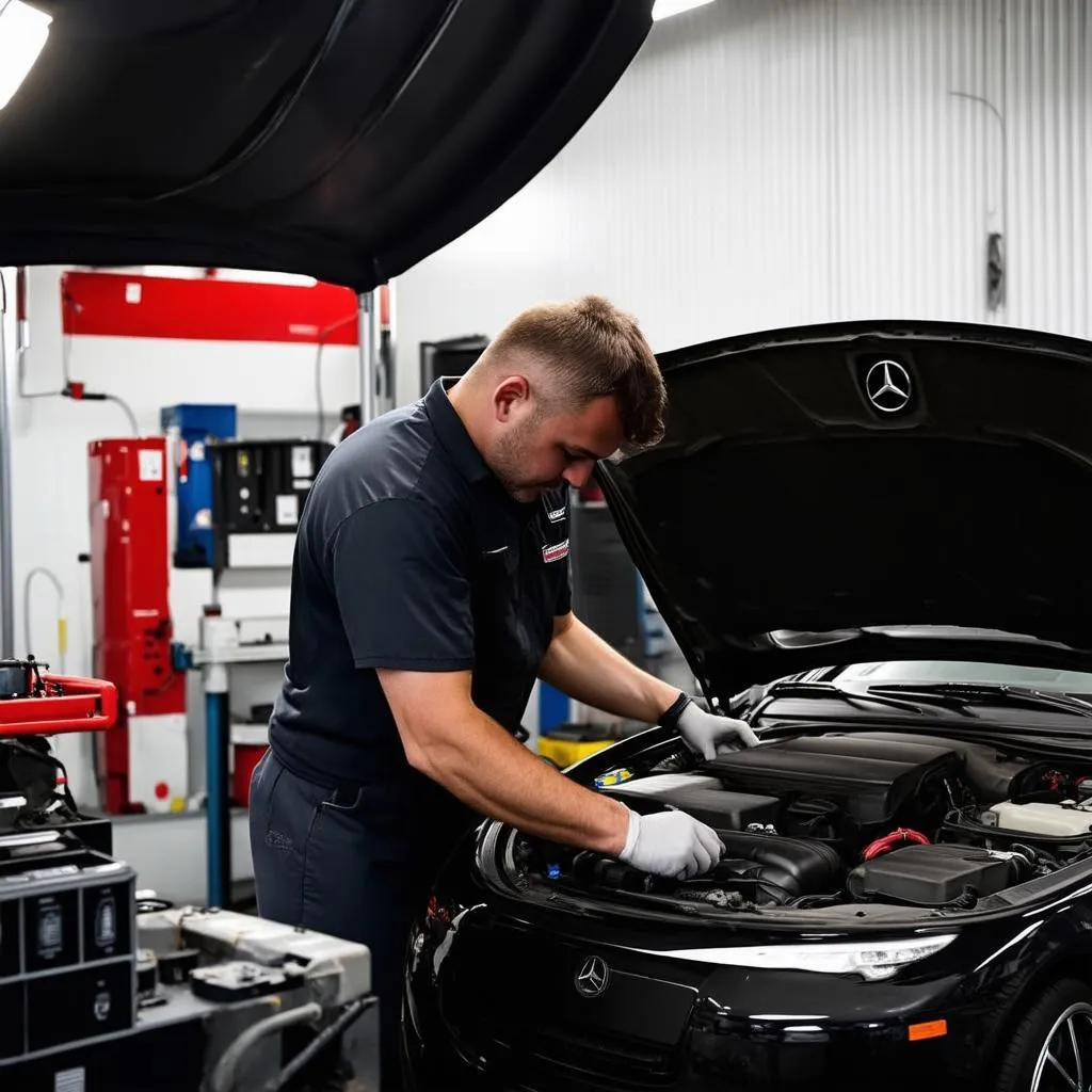 Mercedes Mechanic at Work