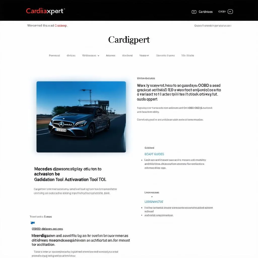 Cardiagxpert website with Mercedes OBD activation tool resources