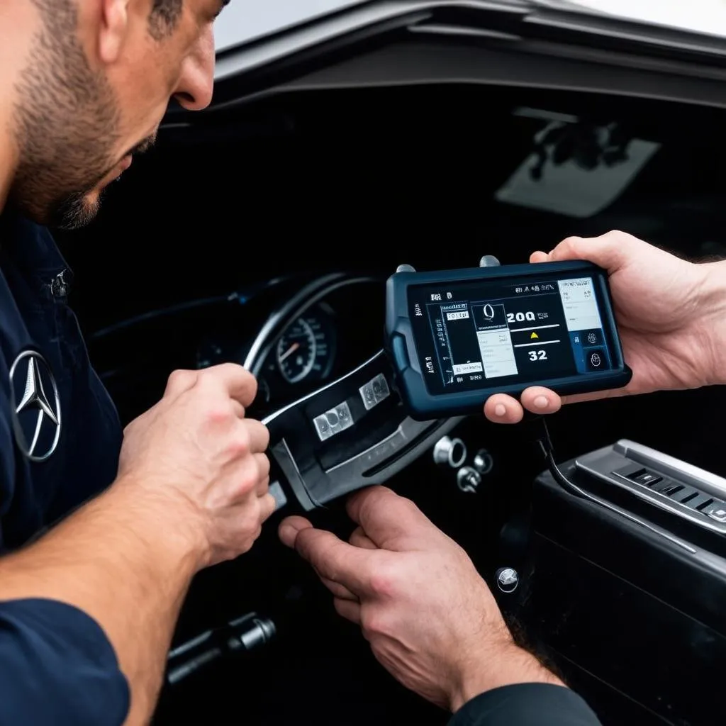 Mercedes SRS scan tool in action