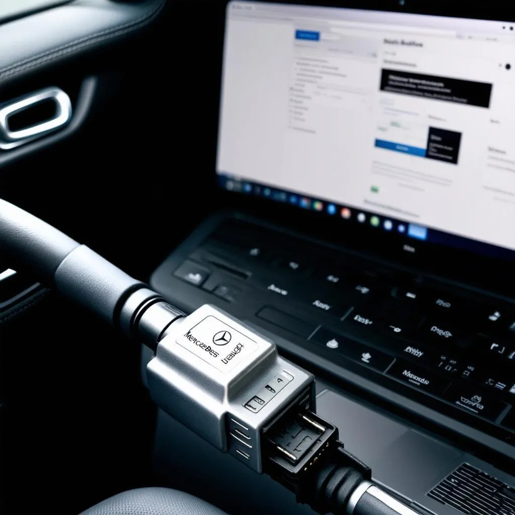 Mercedes Star Tool connected to a laptop