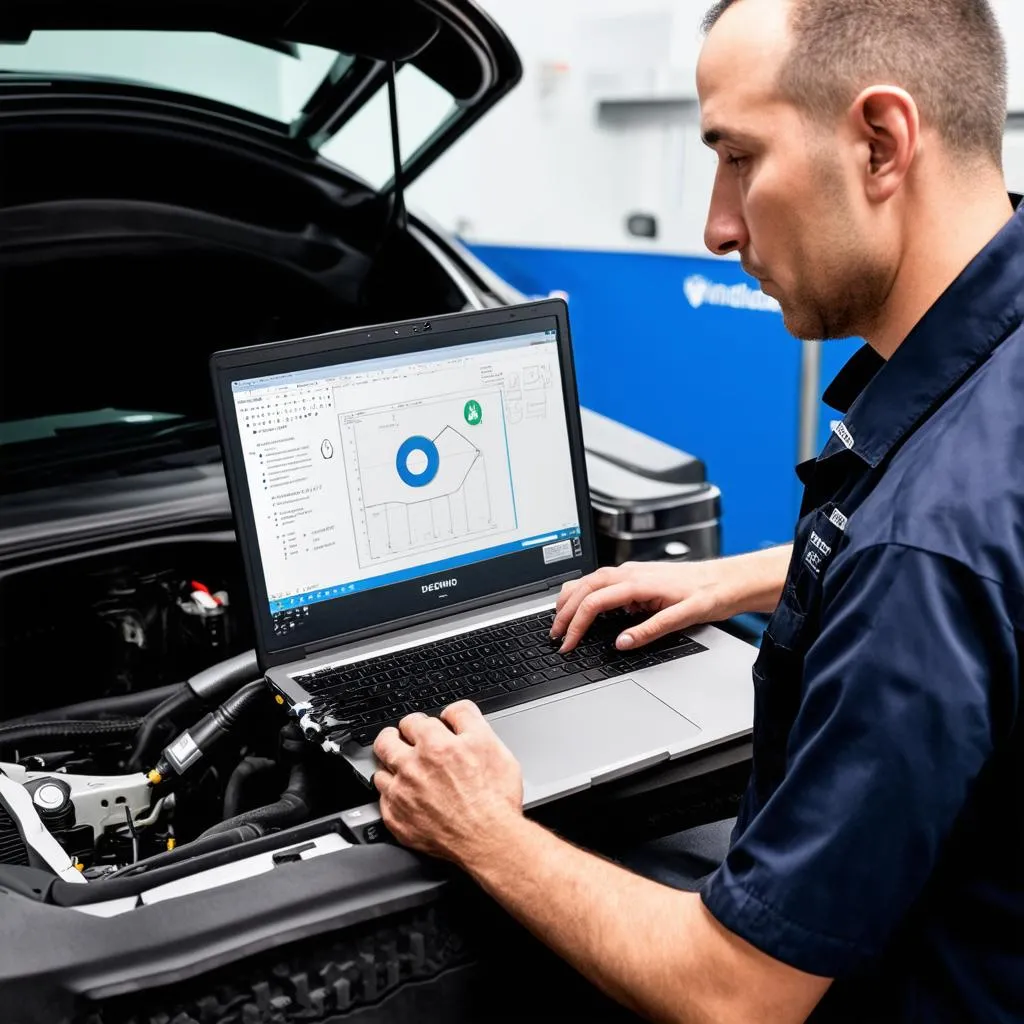 Mercedes Technician Using Vediamo