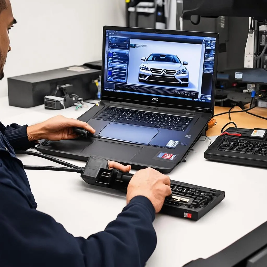 A MK6 Jetta undergoing VCDS modifications