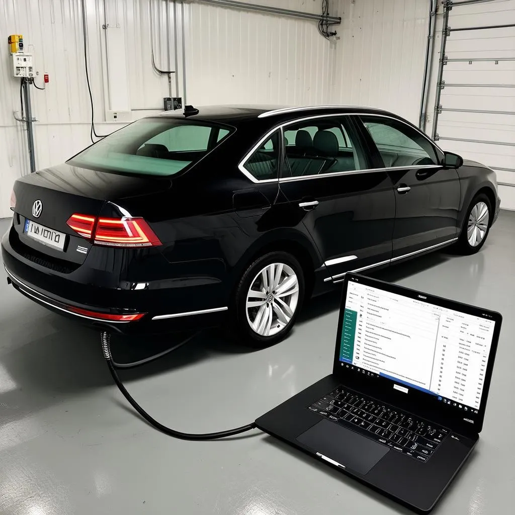 Passat B7 with Laptop connected for diagnostics