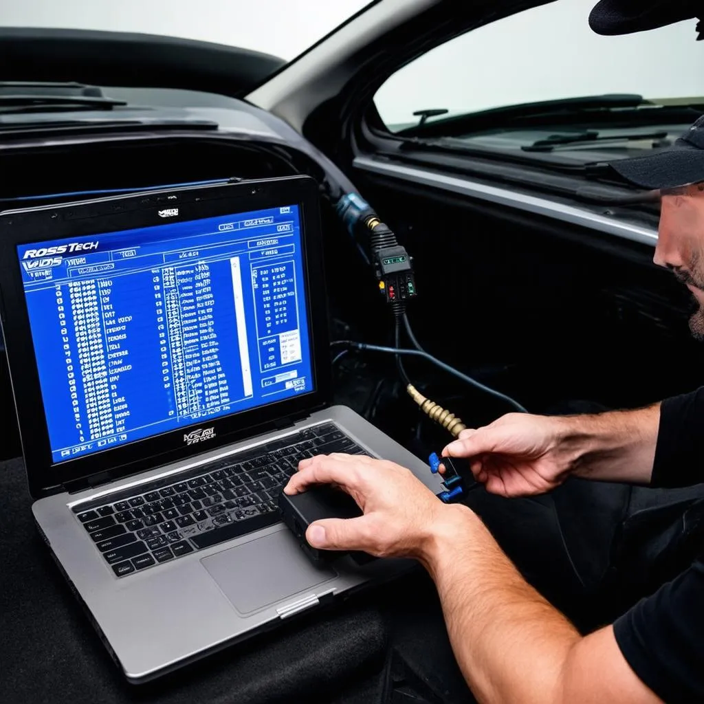 Mechanic using ross-tech vcds to diagnose a car problem