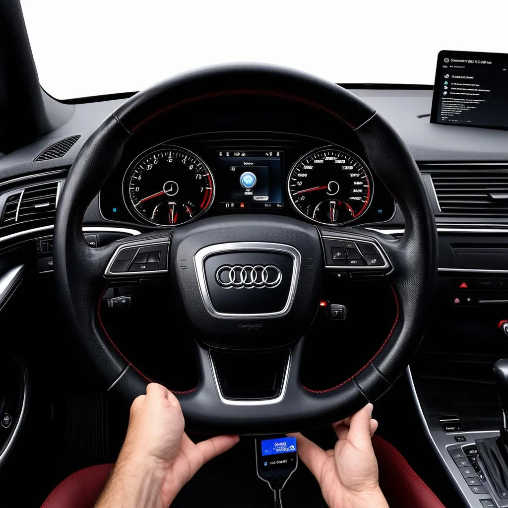 Close-up of an Audi dashboard while connected to a VAG COM