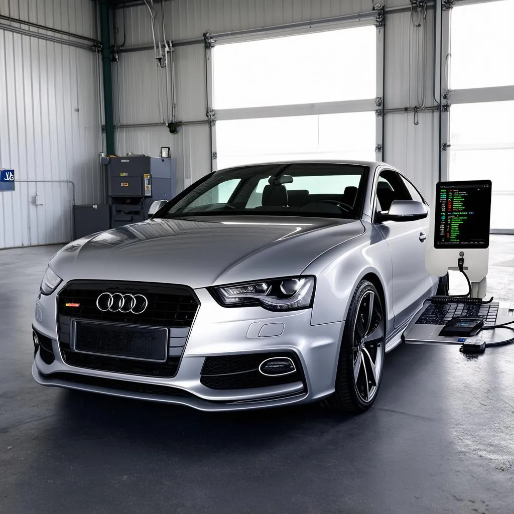 Audi S5 connected to laptop with a VAG COM cable