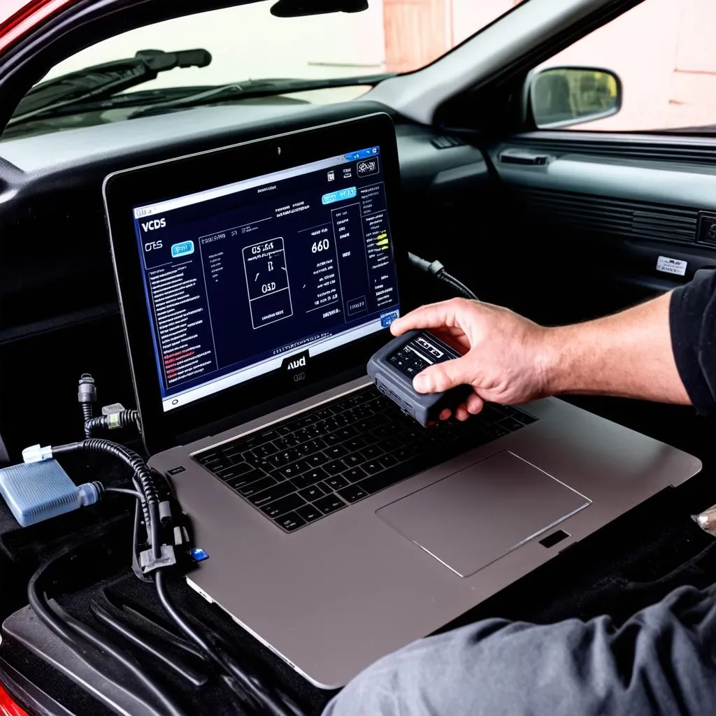 VCDS Diagnostic Tool Connected to Audi A4