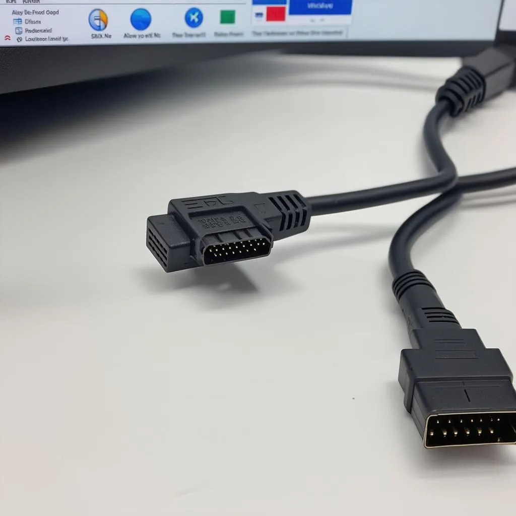 VCDS cable connected to OBDII port