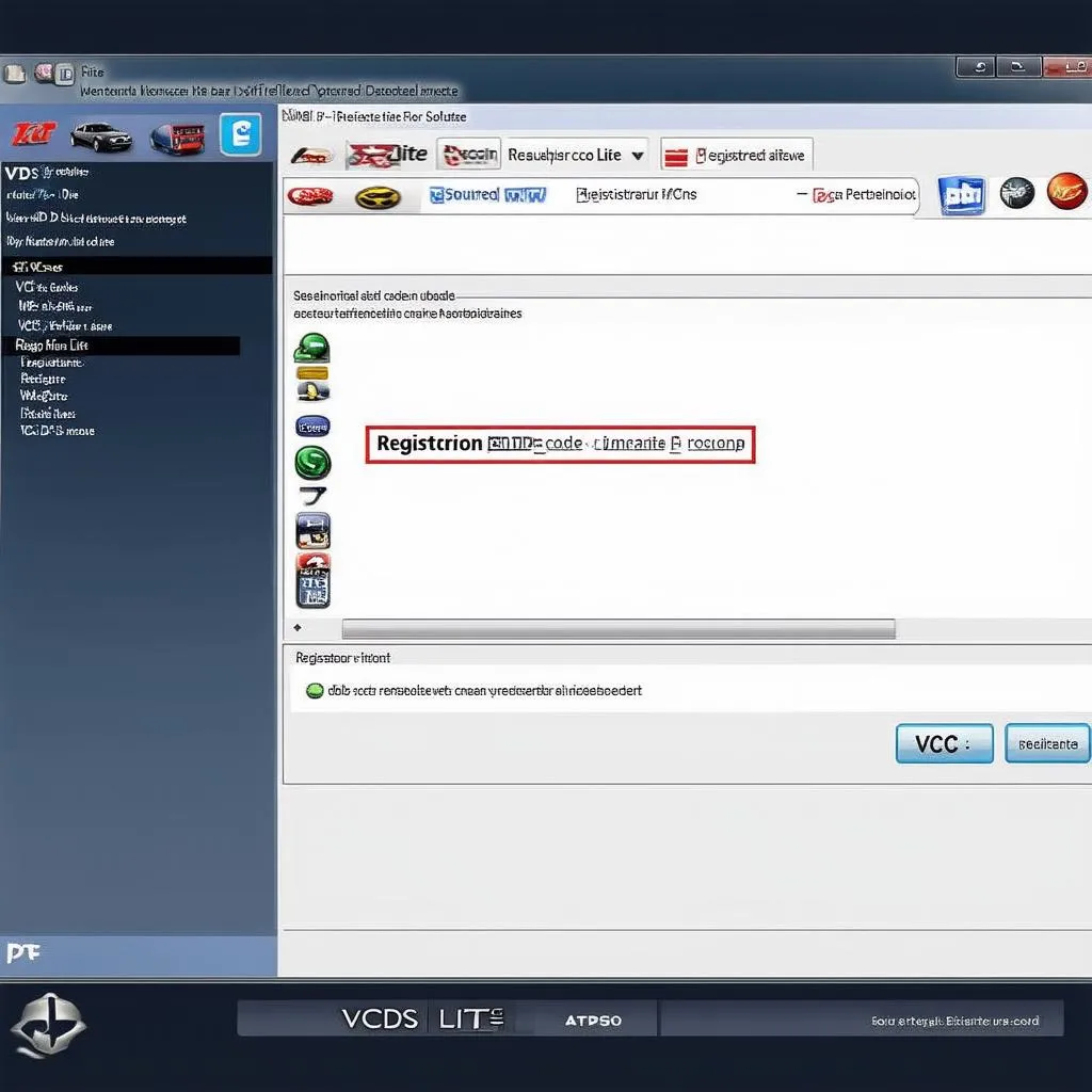 VCDS Lite Registration Code on Computer Screen