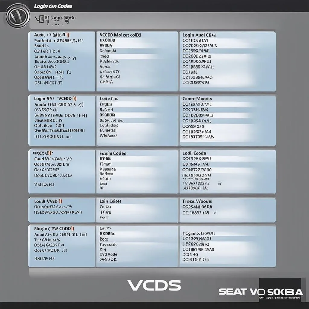 vcds login codes list