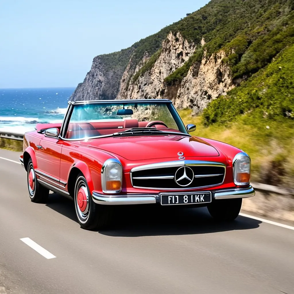 Vintage Mercedes on Open Road