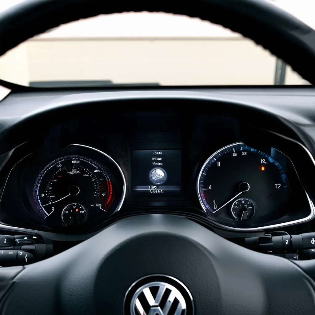 VW Polo dashboard with warning light