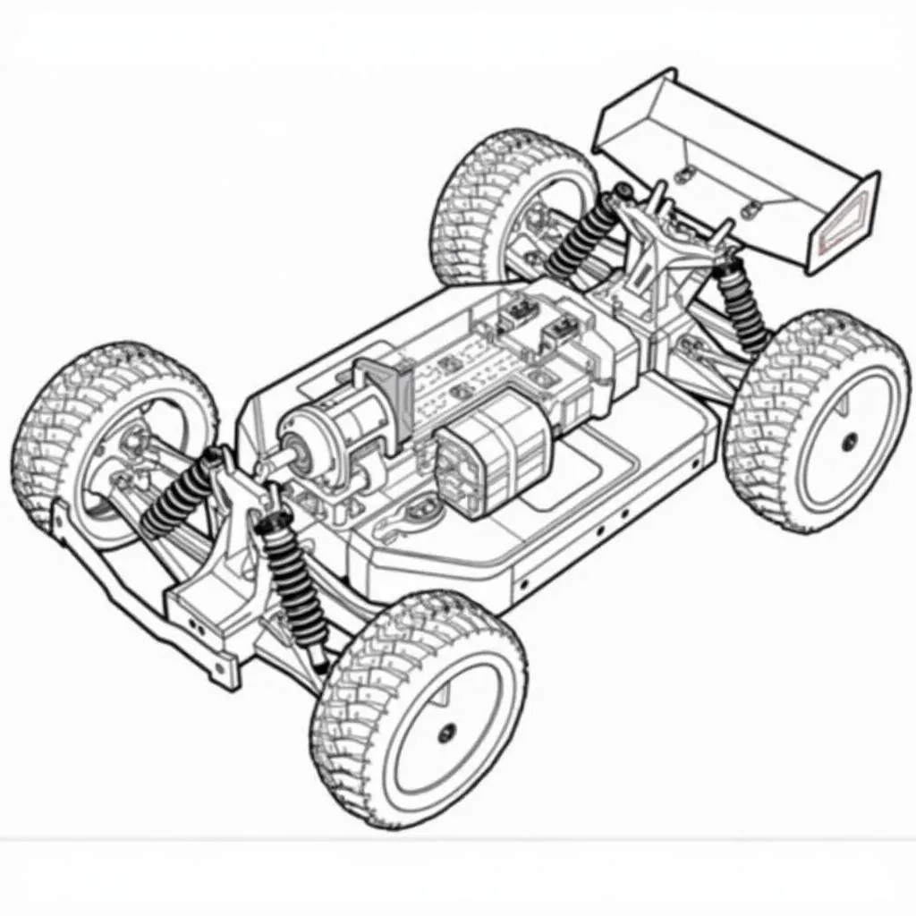 Exploded View of 1/18 Scale RC Car Parts