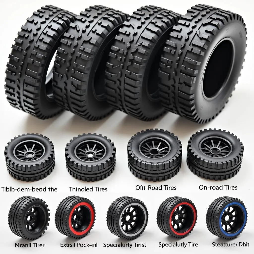 Assortment of 1/18 Scale RC Car Tires and Wheels