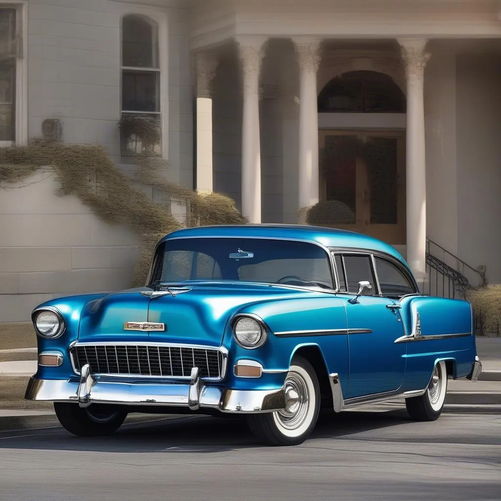 1955 Chevrolet Bel Air Blue Pearl Paint Job 