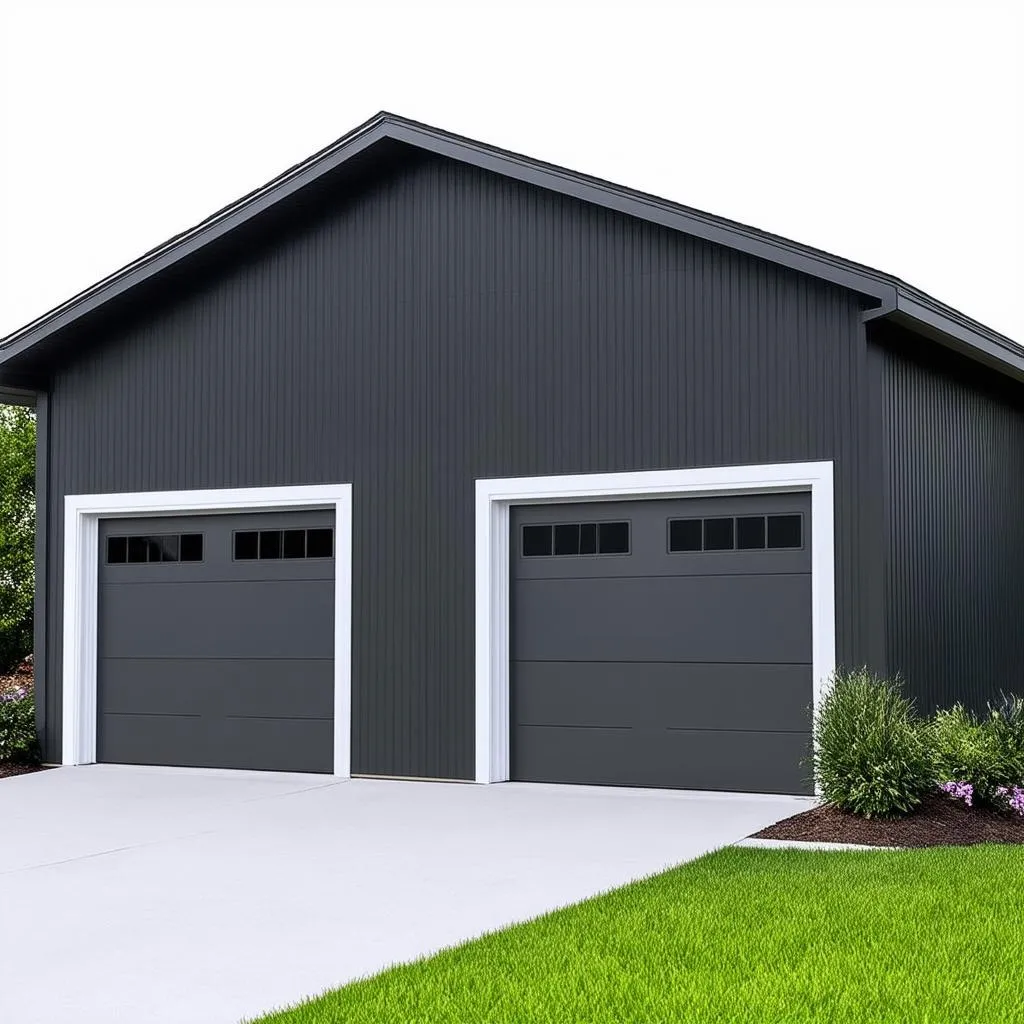 Modern 2-car metal garage