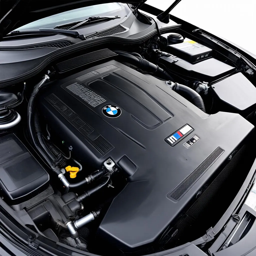 The engine bay of a 2002 BMW M Roadster, showing the inline 6 cylinder engine.