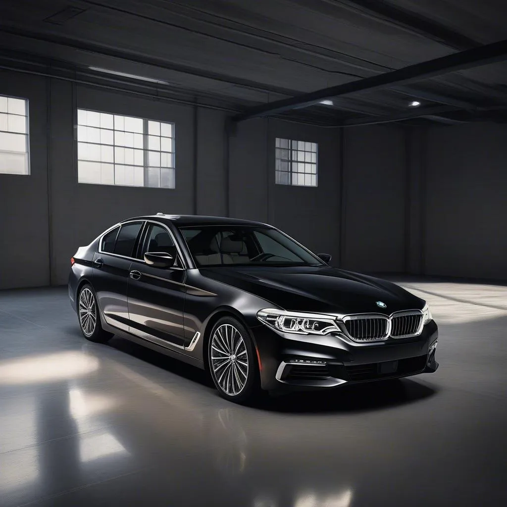 A beautiful 2017 BMW 5 Series parked in a garage