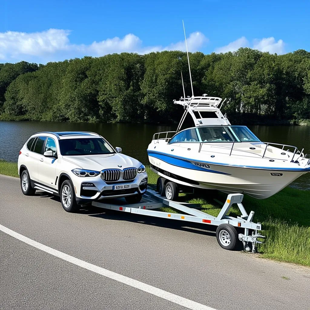 BMW X5 Towing a Boat