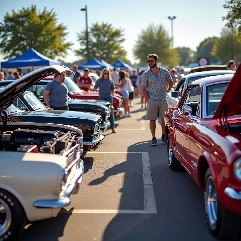 Attendees admiring cars at the 3 Rivers Car Show