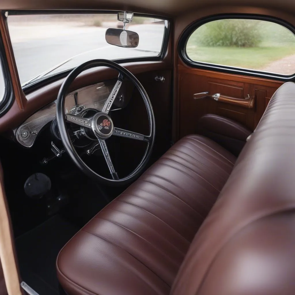 Interior of 32 Ford 3 Window Coupe