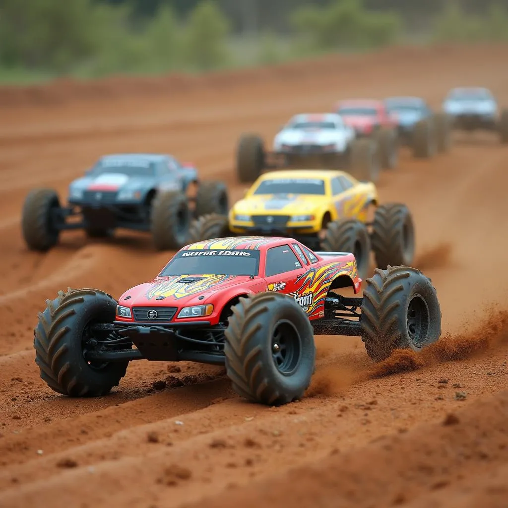 90s RC cars racing off-road