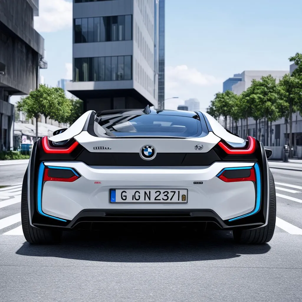 BMW i8 parked on city street