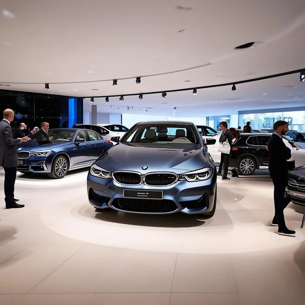 Modern and spacious BMW showroom