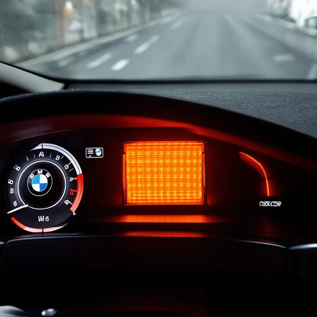 BMW Dashboard with Check Engine Light