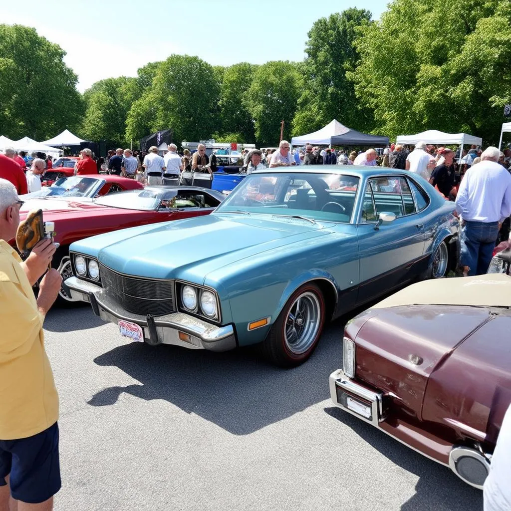 Enthusiasts at a Car Show