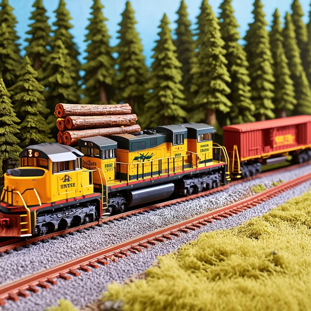 HO scale logging train set