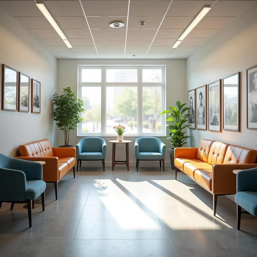 Modern and inviting waiting area of an urgent care center