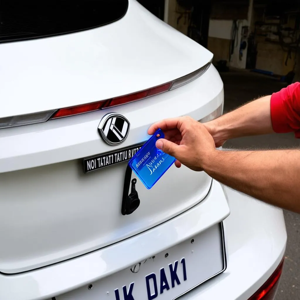 acrylic car tag installation