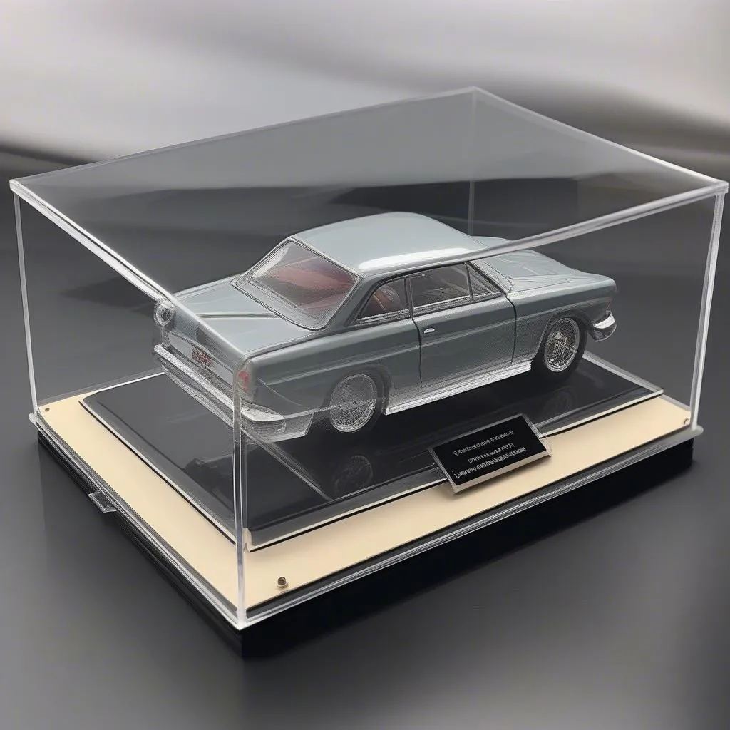 A clear acrylic car display case, perfect for showcasing a 1:24 scale model car