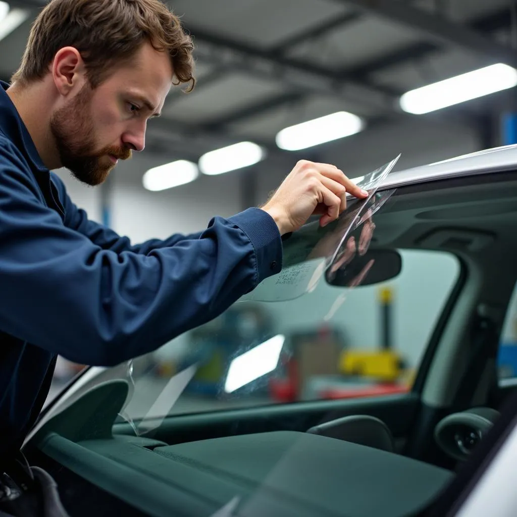 Applying Anti-Glare Film to a Car Windshield