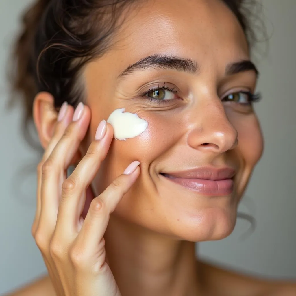 Applying Tallow Balm on Face