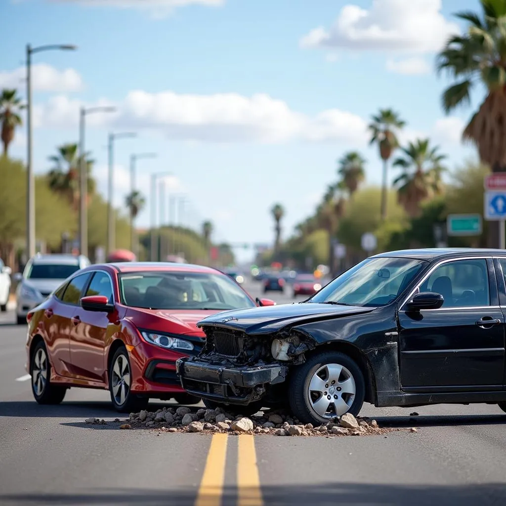 Car accident scene in Arizona