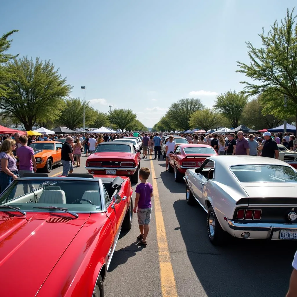 Large crowds gather at an Arlington car show