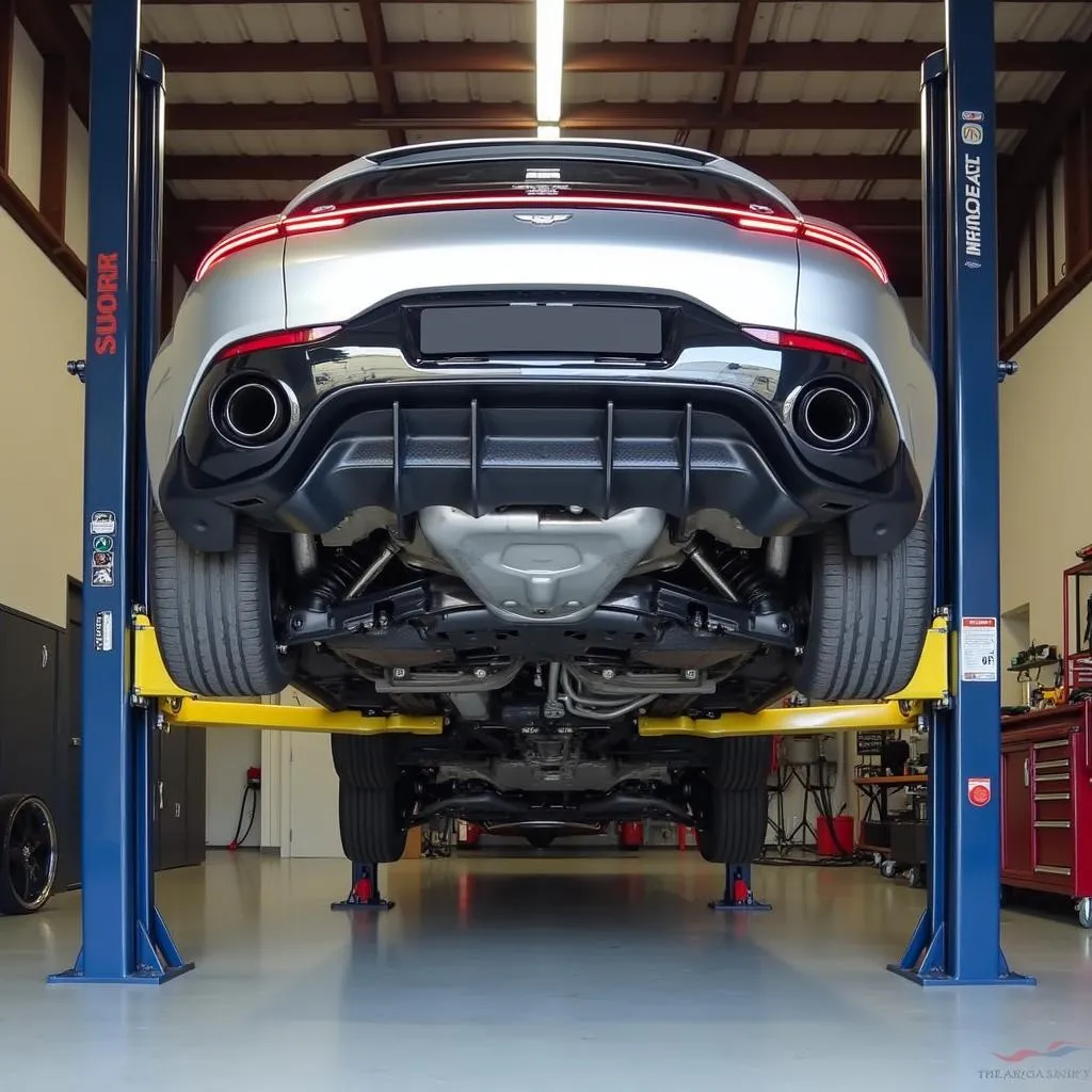 Aston Martin on a Car Lift