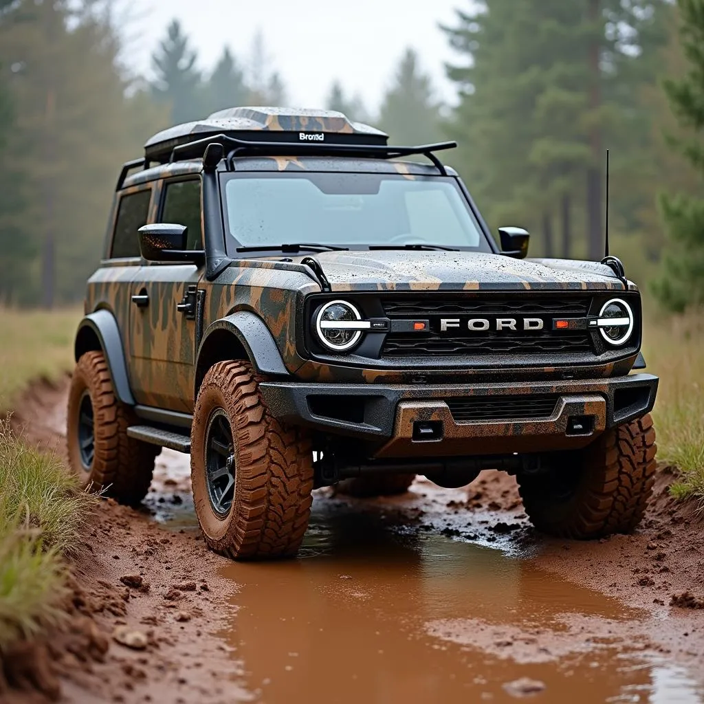 Black Camouflage Ford Bronco Off-Roading