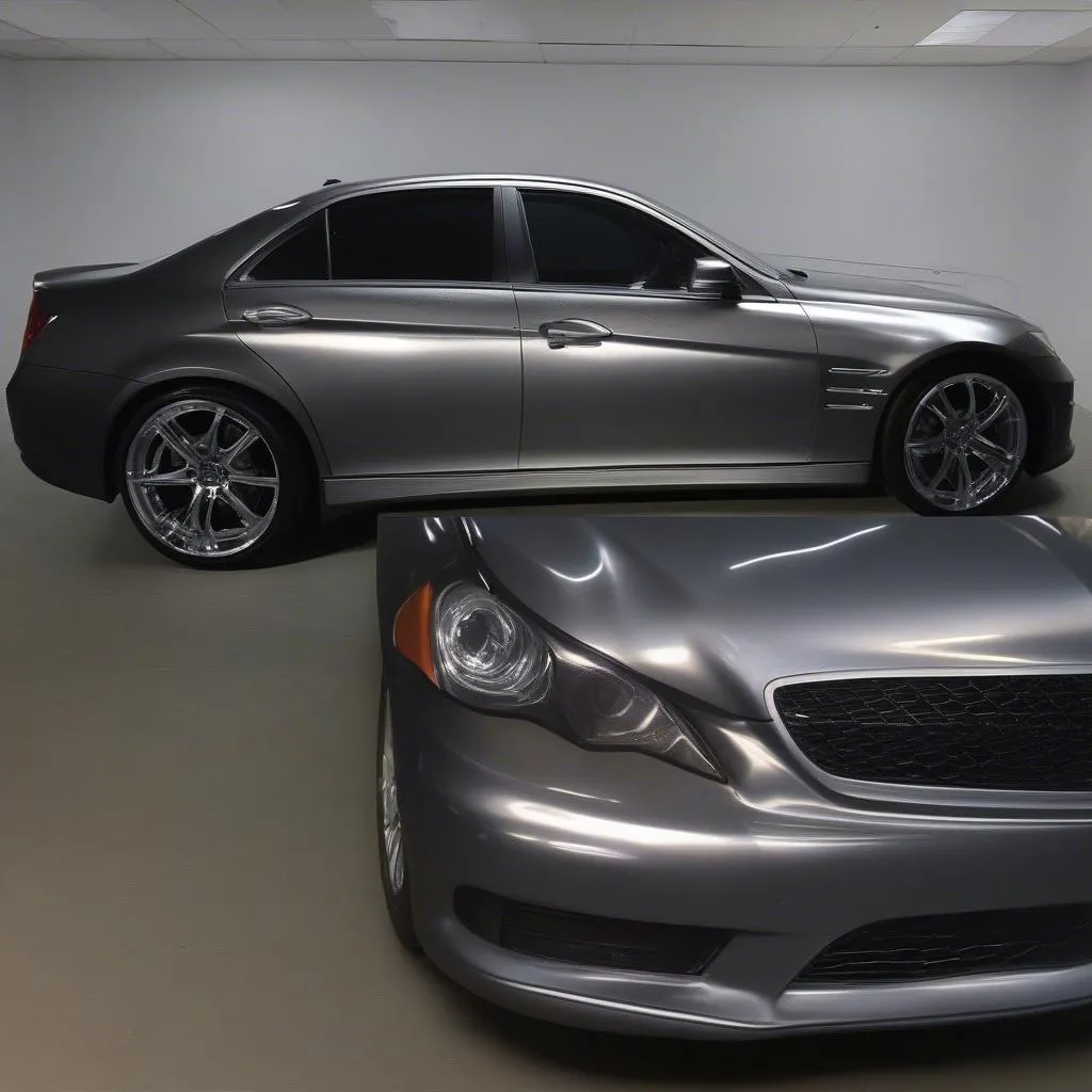 Before and after: Black chrome car vinyl wrap transformation