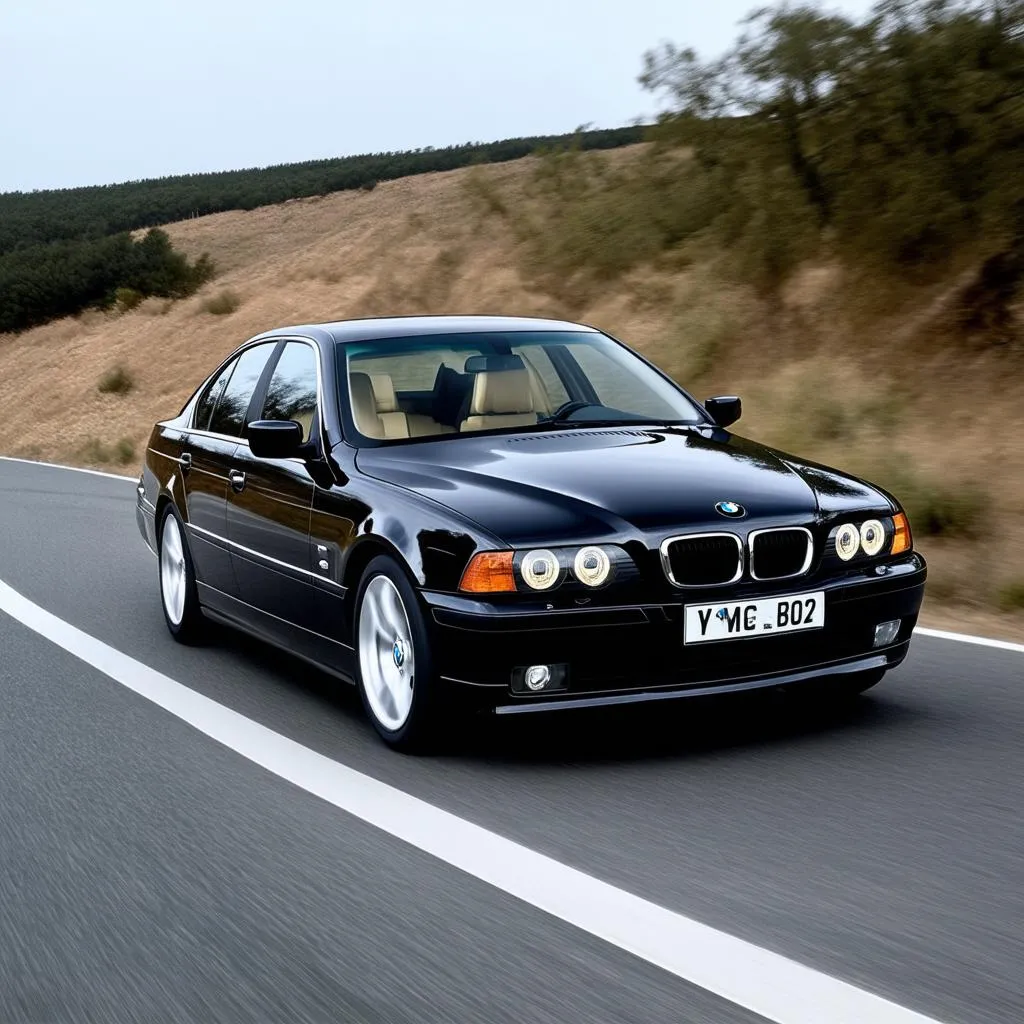 Black BMW E39 Driving