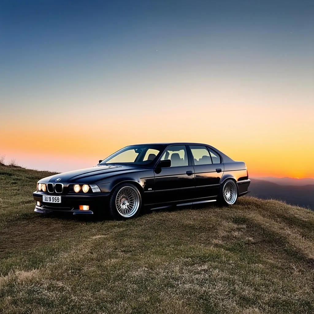 Black BMW E39 Sunset